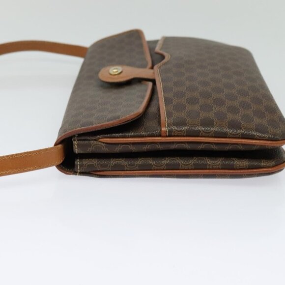 CELINE Macadam Canvas Shoulder Bag PVC Brown Gold Auth - Picture 4 of 16